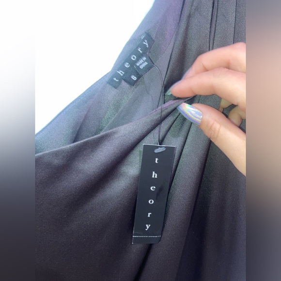 THEORY Sharin Eternity One Shoulder Calm Silk Dress NWT Size 6 $275 - Picture 6 of 9